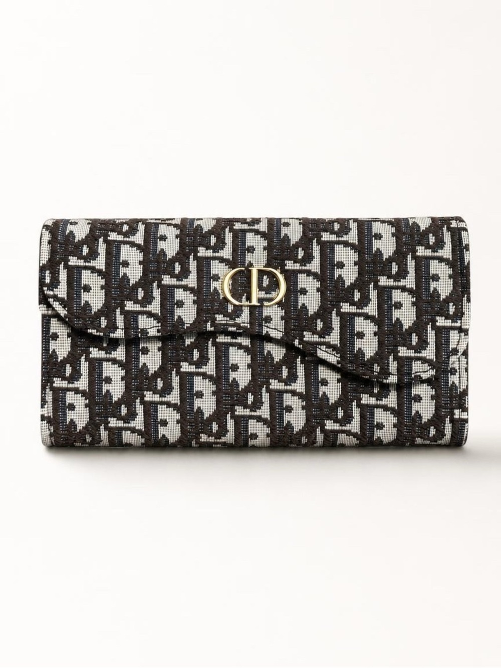 Monogram Canvas Wallet with Gold Tone Hardware - Brown & Cream